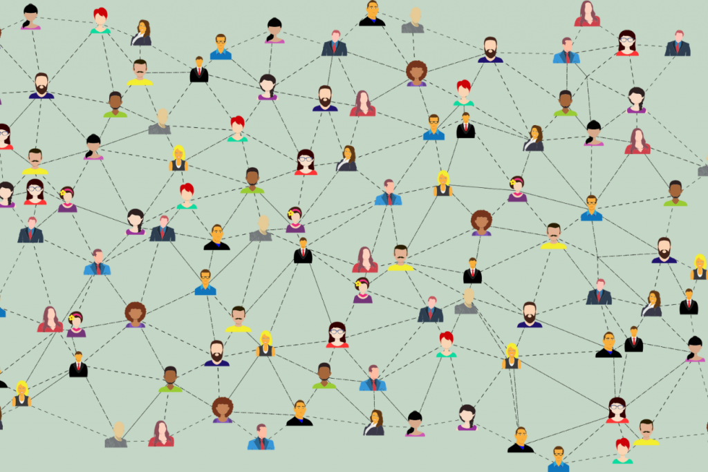 images of people joined in a network