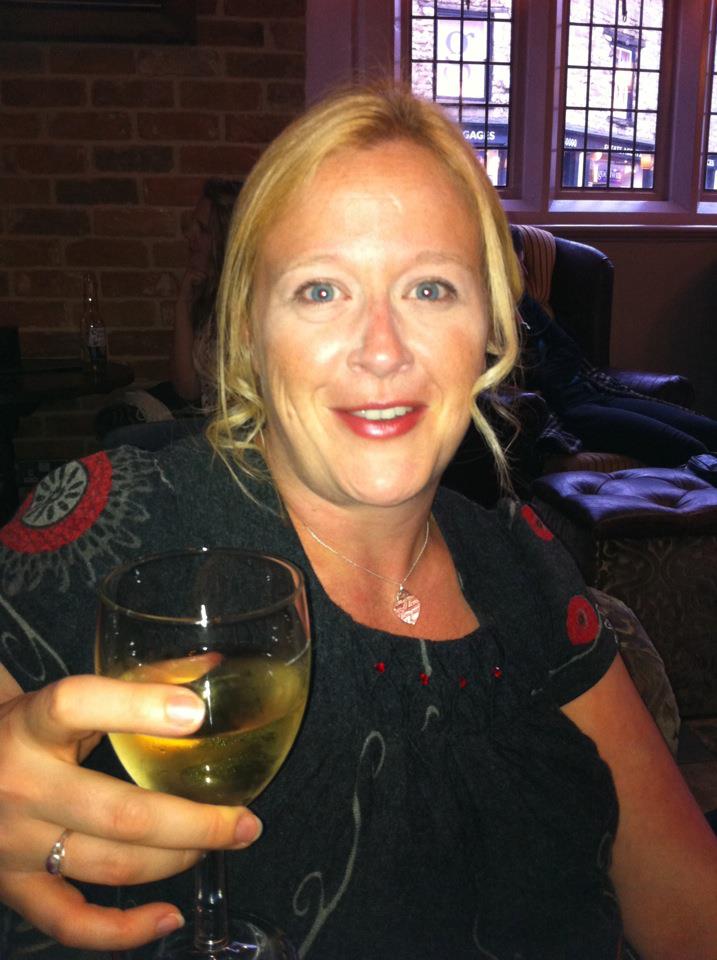 Amy drinking wine